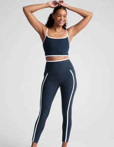 Conjunto de yoga con estampado personalizado para mujer, conjunto de 2 piezas transpirable de secado rápido para gimnasio, Sujetador deportivo + conjunto de mallas de cintura alta - Product Image 1