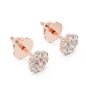 Pendientes de Oro Rosa de 10K con Diamantes Cultivados en Laboratorio, Corte Brillante Redondo, Diseño Floral de Lujo, Imperial Bloom - Product Image 2