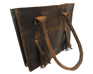 Bolso de mano de diseñador personalizado de Estilo Vintage para mujer de cuero de búfalo genuino de grano completo marrón para uso diario - Product Image 4