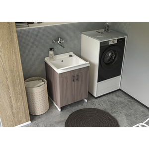 Mongardi Unità Mobile per Lavanderia da Interno 60L in Legno Resistente agli Acidi con Vasca in Resina Forabile per Facile Installazione del Rubinetto - Product Image 4