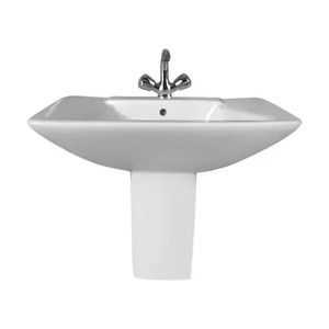 Céramique Moderne Lavabo Sanitaire Salle de Bain Abreuvoir Pierre de Marbre Gris Bassin Demi-Piédestal Lavabo Support d'Évier - Product Image 1