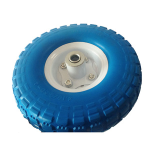 10 pulgadas 4,1/3,5-4 Offset Flat Free Utility Tire Wheel Acero de poliuretano duradero para Caster Hand Truck Trolley Dolly Generator - Product Image 4