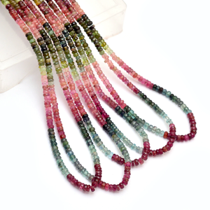 Multi Tourmaline 4mm-5mm <b>Heishi</b> Faceted <b>Bead</b> Natural Tourmaline Semiprecious Gemstone Wheel Tyre Spacer Loose <b>Beads</b> For Jewelry - Product Image 5