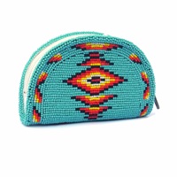 Porte-monnaie brodé à la main en perles de coton, design personnalisé, couleurs rose et blanc élégantes