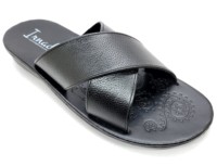 Chaussons en cuir noir pour hommes et garçons, confortables, doux, durables, de haute qualité, 100% cuir, style décontracté, pour tous les jours, à enfiler