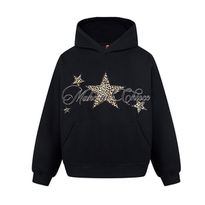 Sudadera con Capucha Estampada con Estrellas, Unisex, Informal, de Forro Polar, Estilo Otoñal, Camuflaje Gris y Negro - Product Image 3