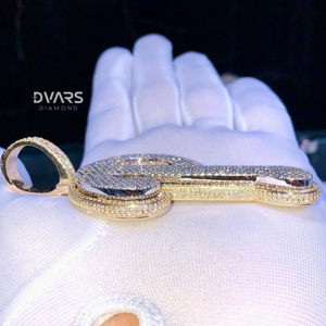 Colgante Personalizado con Letra Inicial 'P' en Moissanita Certificada de Lujo, Plata 925, Estilo Hip Hop para Raperos - Product Image 4