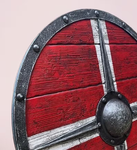 Armadura Medieval Escudo de madera vikingo redondo de madera Escudo Rojo de Calvin Handicraft - Product Image 4