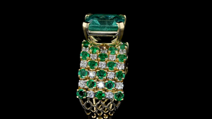 Anillo de Esmeralda Verde Cultivada en Laboratorio de Lujo con Corte Esmeralda y Diamante Brillante Redondo, Anillo de Destaque para Fiestas, Ocasiones Especiales y Uso Diario - Product Image 5