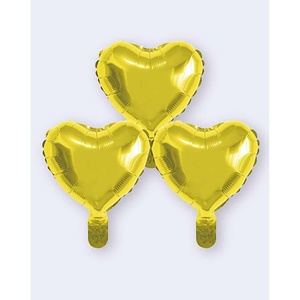 Palloncini in Foil a Forma di Cuore Dorati per Feste, 10 Pollici, Confezione da 12 Pezzi - Product Image 1