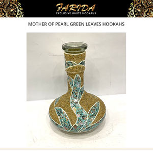 Cachimbas Farida Exclusivas de Colección, Cachimba de Acero Inoxidable Decorada con Laca de Hojas Verdes de Madreperla Egipcia de Primera Calidad - Product Image 4