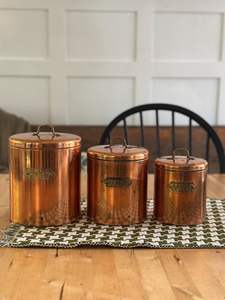 Luxury Look Copper <b>Canister</b> <b>Set</b> With Decorative Design Elements Perfect For Interior Styling Alongside Functional Storage - Product Image 2