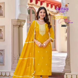 Bordado de algodón indio y paquistaní desgaste del partido Kurti pantalón con Dupatta catálogo de precios al por mayor - Product Image 1