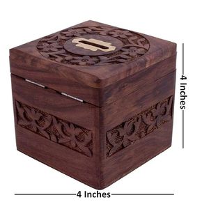 OEM Manufacture Traditional Wooden Money Bank For Kids With Slot On Top For Coins And Base <b>Plug</b> For Easy Withdrawal - Product Image 3