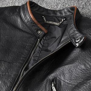 Mens Leather <b>Jacket</b> Genuine Leather Clothing Zipper Fashion Stylish Winter Waterproof Outdoor <b>Biker</b> Leather <b>Jacket</b> Breathable - Product Image 2