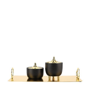 Juego de 2 soportes de quemador de incienso de madera con revestimiento negro con bandeja recubierta negra para fragancia de mezquita interior al por mayor - Product Image 5