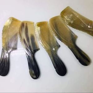 Natural Buffalo Horn <b>Hairbrush</b> and Beard Comb Wide Tooth No-Static Head Massage Hair Comb Health Care Product - Product Image 1