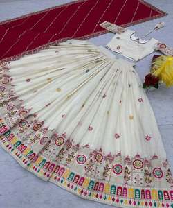 Venta al por mayor precio de moda Georgette hilo secuencia trabajo Lehenga Choli estilo pakistaní Salwar Dupatta fiesta Ropa Étnica - Product Image 2