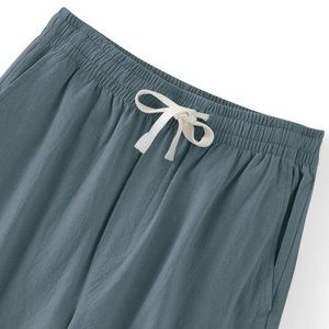 Pantalon de pyjama d'hiver pour homme en toile décontractée, anti-boulochage, mi-lourd, coupe droite, ample, avec cordon de serrage, uni, teinture unie - Product Image 3