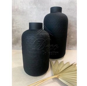 Florero moderno artesanal, jarrón de Metal de hierro de Color negro, decoración de mesa y decoración del hogar - Product Image 1