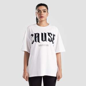 T-shirt 100 % coton pour femme, style streetwear, blanc, 'The Courageous Tee', taille XS, court, respirant, léger, en jersey, avec lettres en relief - Product Image 1