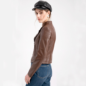 Chaquetas de Cuero para Mujer, Nueva Colección, Chaquetas de Piel de Oveja Auténtica, Chaqueta Corta, Abrigo Sólido y Transpirable - Product Image 3