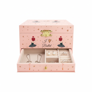Boîte à musique rose <span class=keywords><strong>ballerine</strong></span> avec miroir et tiroir, manivelle en papier, mélodie personnalisée, cadeau pour filles - Product Image 2