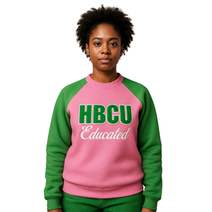 Sudadera Rosa con Mangas Raglán, Bordado Chenille, Estilo Universitario, para Hermandad Griega AKA Divine Nine, Moda Universitaria - Product Image 1