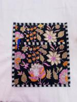 Pochette vintage matelassée en coton de 14 pouces pour MacBook, sacoche pour tablette à imprimé bloc, étui à rabat avec bouton, anti-poussière, antichoc, léger