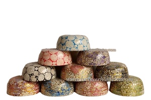 Bol en laque de noix de coco incrusté de coquilles d'œuf en triangle de meilleure qualité Produit de qualité supérieure en émail avec logo personnalisé Bol à salade floral alimentaire Vietnam - Product Image 2