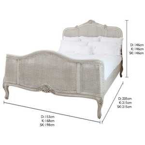 Cama Victoria hecha de madera de caoba de alta calidad con tejido de ratán y color blanco para uso en interiores. - Product Image 5