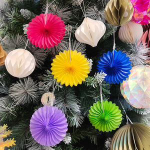 Paper Flower Decorations Colorful Hanging Ornaments For Christmas Indoor Party Decor Reusable - Product Image 2