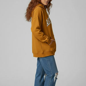 Sudadera con Capucha de Invierno para Mujer, Elegante y de Alta Calidad, con Hombros Caídos, Informal, de Forro Polar, con Logotipo Frontal, Manga Larga - Product Image 3