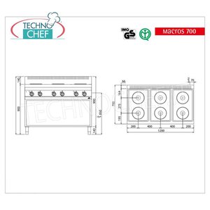 Cuisinière électrique à 6 plaques sur meuble ouvert, 15,6 kW - Product Image 1