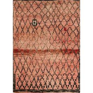 Alfombra Grande de Lana Anudada a Mano con Diseño Geométrico Rojo y Naranja 9x12 para Entrada del Hogar -Pae-4533 - Product Image 1