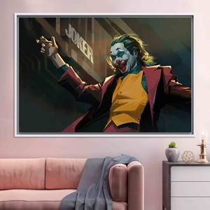 Œuvre d'art sur toile imprimée unique - Design abstrait Joker pour décoration moderne, toile encadrée blanche - Product Image 1