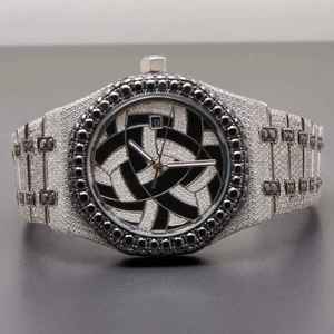 Iced Out Moissanite Diamond <b>Watch</b> VVS Clarity Quartz Movement Steel Band Date Function Jewelry Luxury Fashion <b>For</b> Men and <b>Women</b>. - Product Image 1