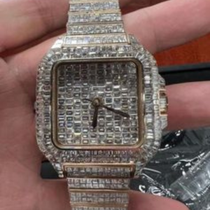 Montre de luxe unisexe de haute qualité avec diamants VVS et moissanite, bracelet en acier inoxydable de 20 mm, mouvement Miyota, cadran carré - Product Image 2