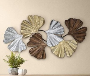 Mushroom Leaf Design Iron Metal Wall Art Panel Superb Outdoor Home <b>Decorative</b> Hanging for Interior Use - Product Image 1