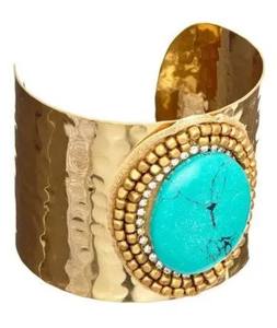 Brazalete Ancho de Diseño Floral, Hecho a Mano, 100% Latón Puro, Ajustable, Regalo para Mamá - Product Image 5