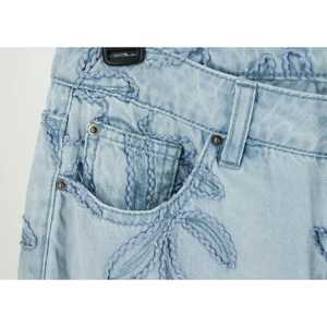 Jean cargo pour femme taille haute brodé, en Spandex/Modal, imperméable, écologique, respirant, coupe-vent, séchage rapide, délavé au sable, décontracté - Product Image 5