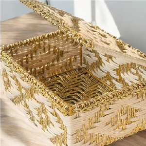 Top Quality Golden Beige Cotton <b>Hamper</b> Basket Rectangular Multipurpose Storage Box for Home Office & <b>Laundry</b> Made in India - Product Image 5