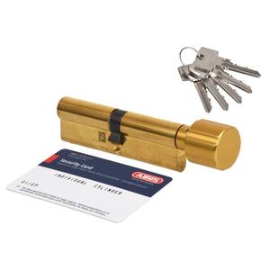 Cylindre ABUS Pfaffenhain Standard 50K/50 avec bouton, laiton - Product Image 1