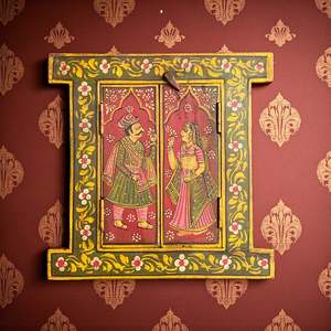 Hand Painted Wooden Window with <b>Plant</b> Pattern - Product Image 2