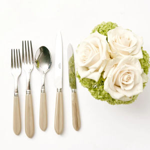 Ensemble de 5 couverts en acier inoxydable, vaisselle polie en miroir, ustensiles de cuisine avec poignée en os - Product Image 5