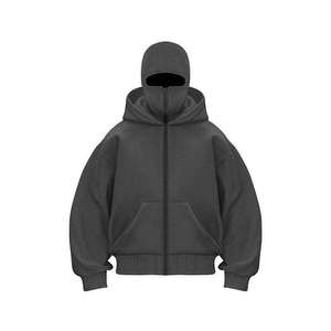 Sweat-shirts d'hiver pour hommes personnalisés de qualité supérieure à double capuche, sweat-shirt à fermeture éclair Ninja, impression numérique, logo brodé personnalisé, tissu polaire - Product Image 3