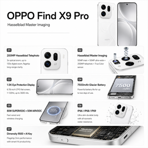 <span class=keywords><strong>OPPO</strong></span> Find X9 Pro 5G Originale, Batteria da 7500mAh, Dimensity 9500, Fotocamera Hasselblad da 200MP, Display AMOLED 1.5K da 6.78", 16GB 1TB, NFC - Product Image 3