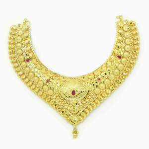Ensemble de bijoux en laiton plaqué or 14K 18K 24K pour femmes, motif floral, collier et boucles d'oreilles traditionnels, bijoux de mariage - Product Image 5