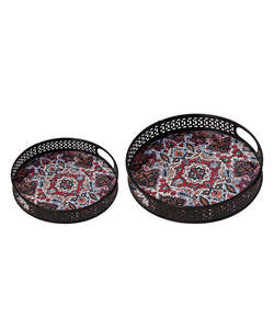 Handmade Round Shape Decorative Metal <b>Trays</b> Christmas <b>Trays</b> with enamel Finishing for Decor <b>Candle</b> Home Restaurant - Product Image 3