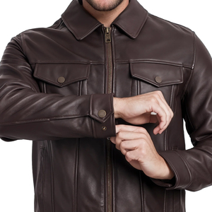Veste en cuir véritable élégante pour hommes avec manches longues Dernier design Haute qualité Meilleur style populaire État neuf - Product Image 6